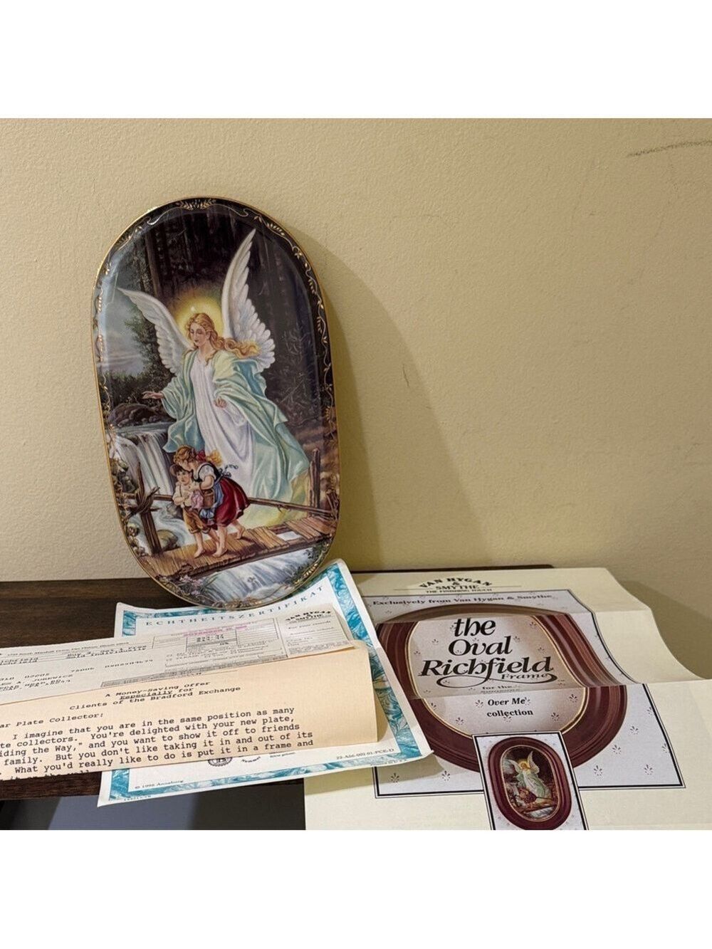 Collectible Oval Angel Decorative Plate 1995 Rare home decor Limited Edition art